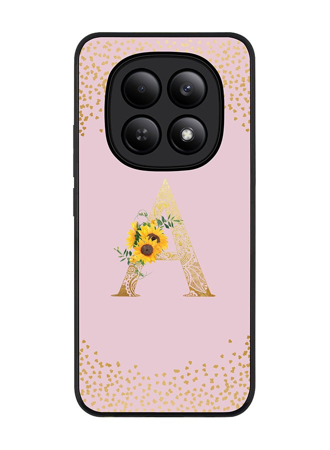 For Xiaomi Redmi Note 15 4G Case,Slim fit Camera Protection, Shockproof Thin Phone cover  - Custom Floral Monogram - A  (Pink )