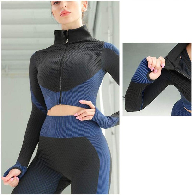 Veriliss 3pcs Seamless Outfit Workout Sets Gym for Women, Fitness Sports School Running Clothes Yoga Sportswear - Image 2