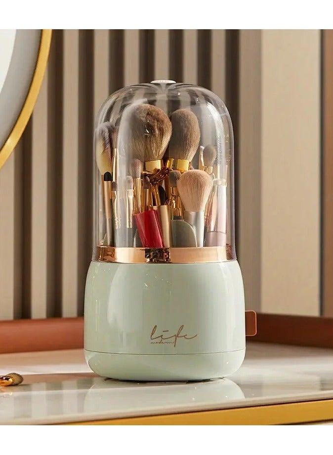ORiTi Makeup Brush Holder Organnizer With Clear Lid 360 Rotating Dustprooof DDesktop Makeup Brushes Organizer for Vanity - Image 1