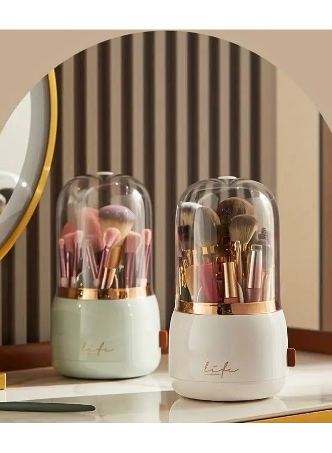 ORiTi Makeup Brush Holder Organnizer With Clear Lid 360 Rotating Dustprooof DDesktop Makeup Brushes Organizer for Vanity - Image 3