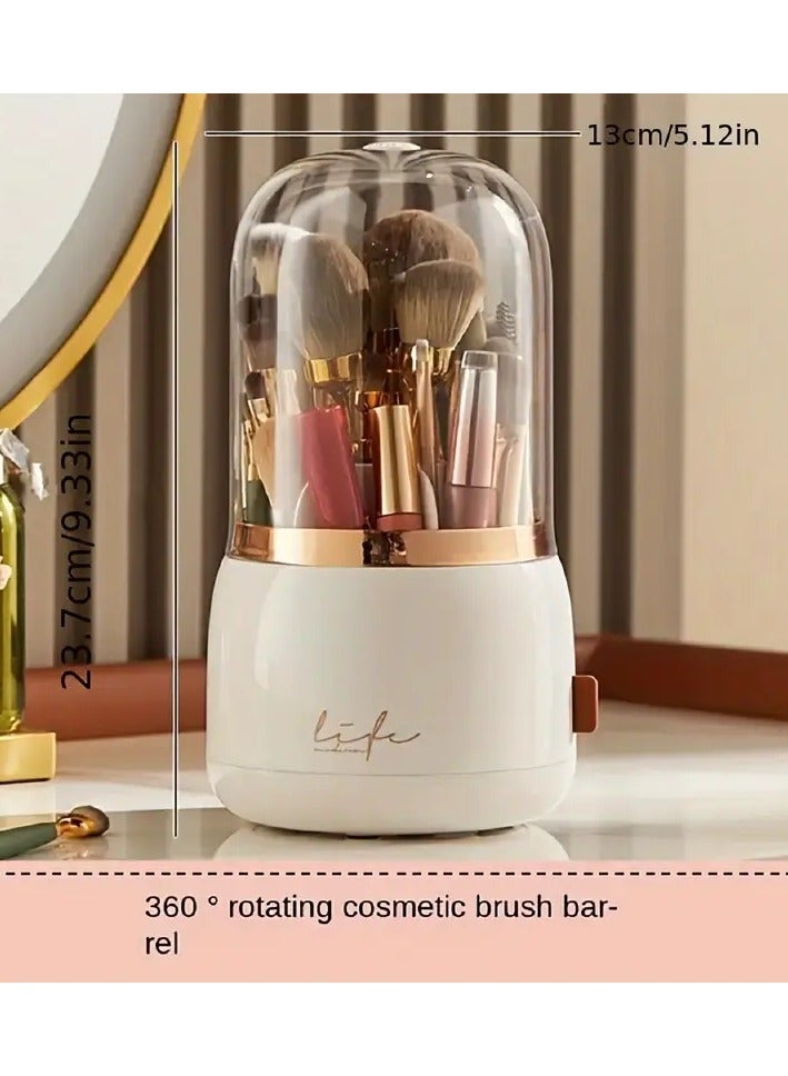 ORiTi Makeup Brush Holder Organnizer With Clear Lid 360 Rotating Dustprooof DDesktop Makeup Brushes Organizer for Vanity - Image 2