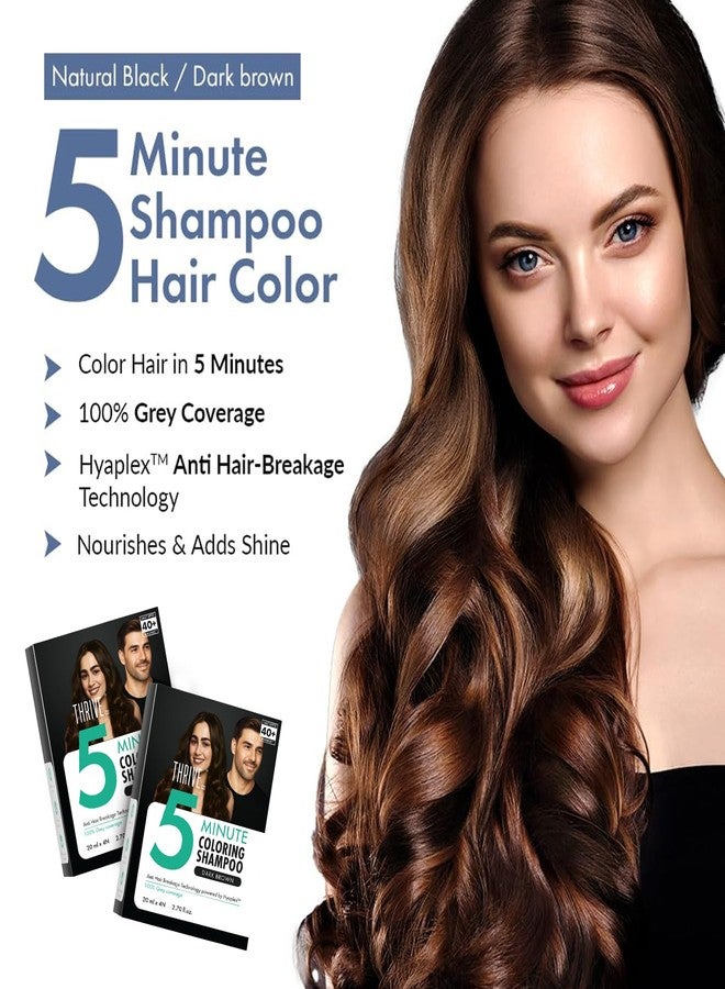 ThriveCo Hair Coloring Shampoo, Dark Brown | 5-Minute Instant Hair Dye Color Shampoo | 100% Coverage for Grey Hair | Ammonia-Free, Long Lasting | Glossy Finish with Hyaplex™ | for Men & Women | Pack of 4 x 20ml (80ml) - Image 3