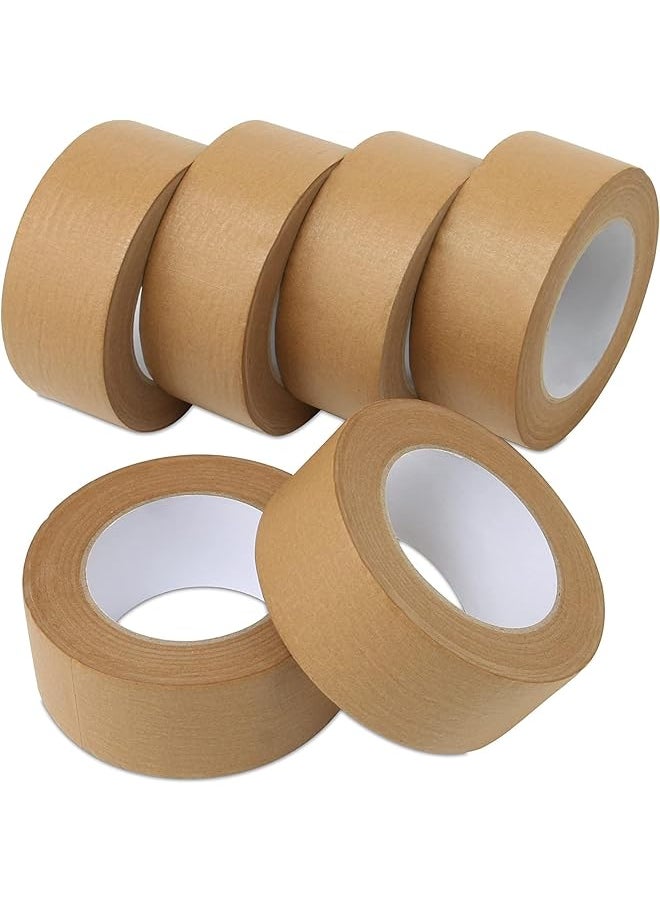 PROMASS promass Kraft Paper Tape, 6 Rolls Kraft Paper Shipping Tape, Brown Gummed Tape, Brown Paper Tape for Packing Boxes, Warehouse Storage, Moving, Shipping and Carton Sealing (50m Length × 5mm Width)  - Image 1