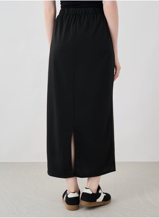 Take Two Solid High Rise Straight Fit Midi Skirt  - Image 4