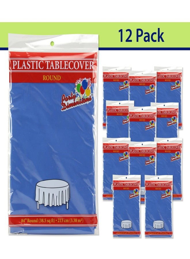 Party Dimensions Blue Disposable Plastic Tablecloth for Round Tables (12 Pack) 84 inches Table Cloths for Parties, Events & Weddings, Indoors & Outdoors, Plastic Table Cover - Image 3