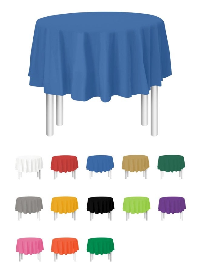 Party Dimensions Blue Disposable Plastic Tablecloth for Round Tables (12 Pack) 84 inches Table Cloths for Parties, Events & Weddings, Indoors & Outdoors, Plastic Table Cover - Image 1