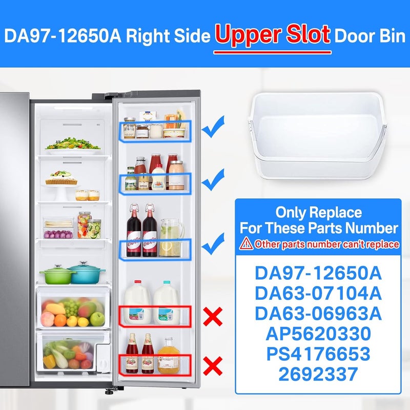 Rimous DA97-12650A حاوية رف الباب فقط للجانب الأيمن بديل رف باب ثلاجة سامسونج RF263BEAESR RF261BEAESR RF260BEAESR حاوية باب لرفوف ثلاجة سامسونج مع 5 مغناطيس ثلاجة - Image 5