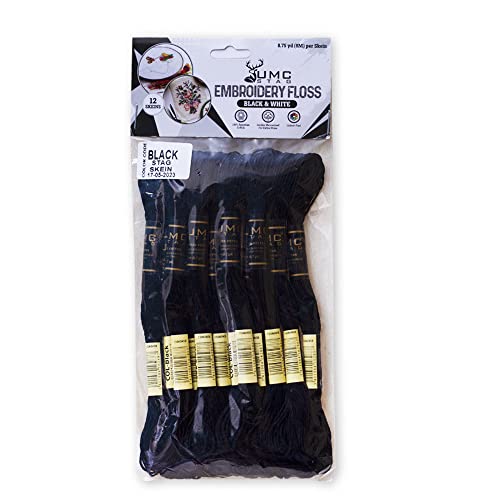 UMC STAG Pack of 12 Black Premium Embroidery Thread | 100% Egyptian Cotton Premium Skeins | Cross Stitch Embroidery Floss | Oeko TEX Certified Stranded Cotton | Ideal for Arts & Crafts (Black-12) - Image 3