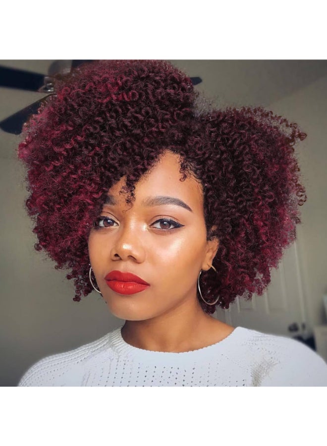 Quantum Love Short Kinky Curly Wigs Side Part Afro Curly Wig for Black Women Ombre BurgundTwist Out African American Synthetic Wigs - Image 2