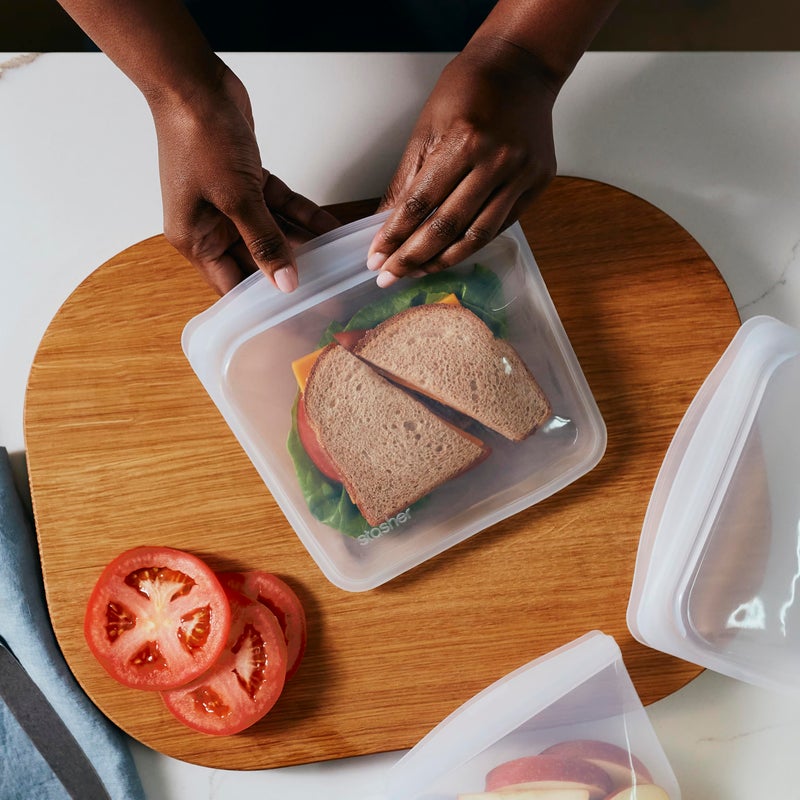 Stasher Silicone Reusable Storage Bag, Sandwich Bags, Reusable Freezer Bag, Microwave, Dishwasher, Oven Safe, Sous Vide, Premium Lunch Container, Eco Friendly, Food Storage Bags, 28 oz, Clear - Image 3