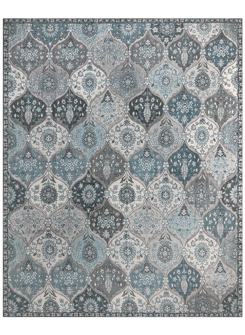 XICEN Soft Floral Area Rugs 160x230cm, Ultra-Thin Oriental Rug for Bedroom  Non-Slip Washable Rugs, Vintage Printed Non Shedding Accent Rugs for Living Bedroom Office Dining Room  - Image 5