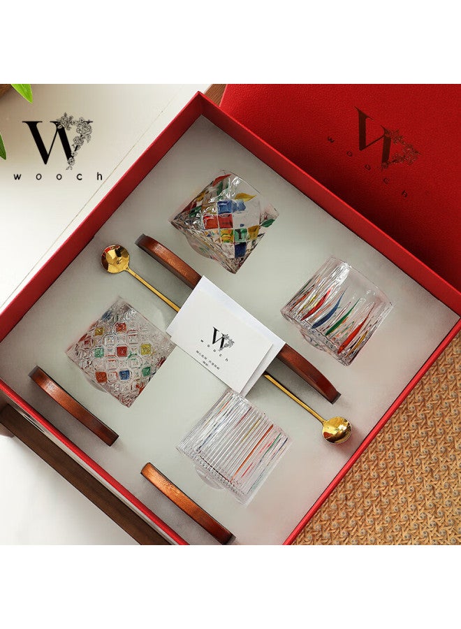 Wooch Wedding Gift Painted Rotating Glass Cup, Newlywed Present, Couple's Water Cup, Housewarming Gift Box, Housewarming Water Cup - Image 1