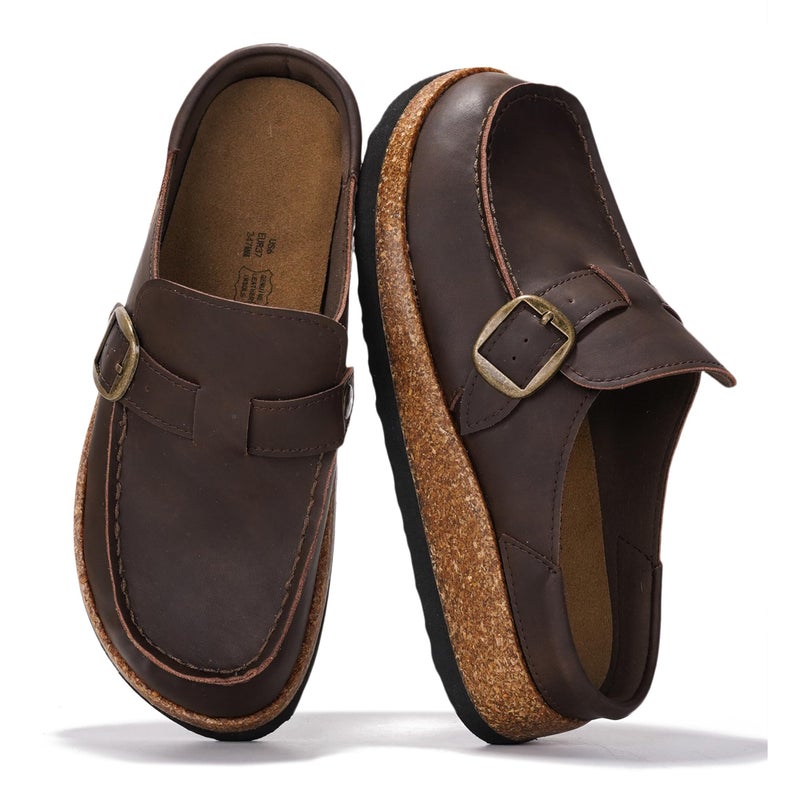 Project Cloud 100% Genuine Leather Moccasin-Style Clogs for Women - Memory Foam and Water Resistant Mules Slip-on - Non-Slip and Durable Clogs Casual Shoes for Women Footwear (Carline, BRWNDIS,8.5) - Image 1