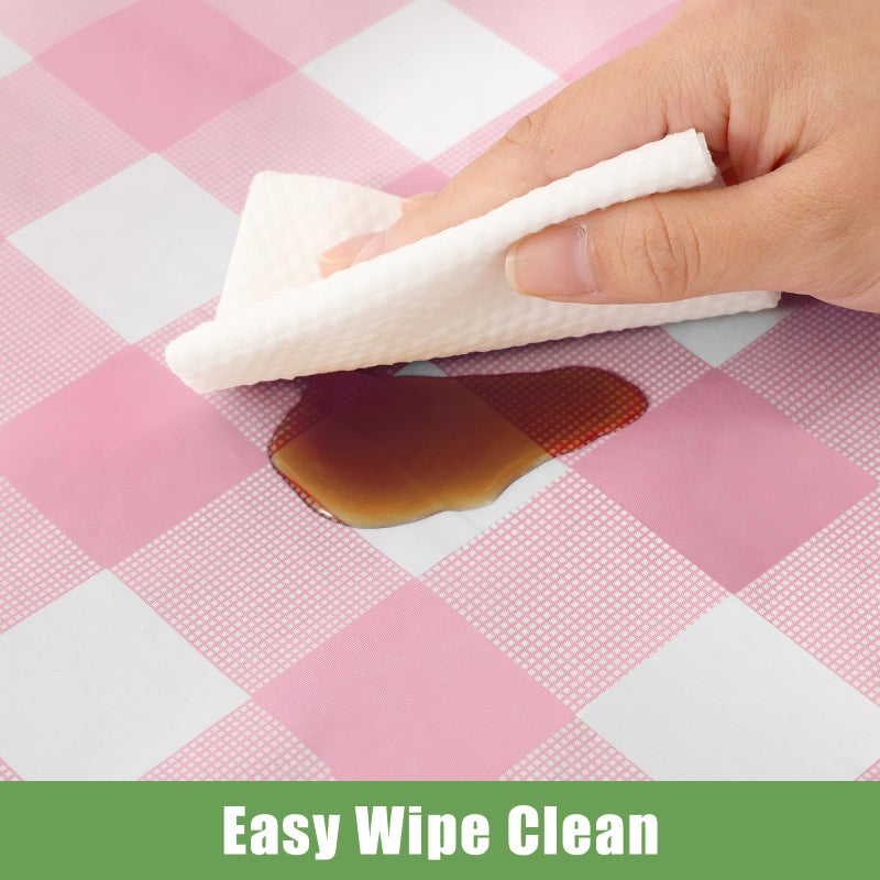 Smiry 3 Pack Pink Gingham Disposable Tablecloths - 54" x 108" Heavy Duty Plastic Table Cloth, Waterproof Buffalo Plaid Table Covers for Picnic, Banquets, Outdoor Parties - Image 4
