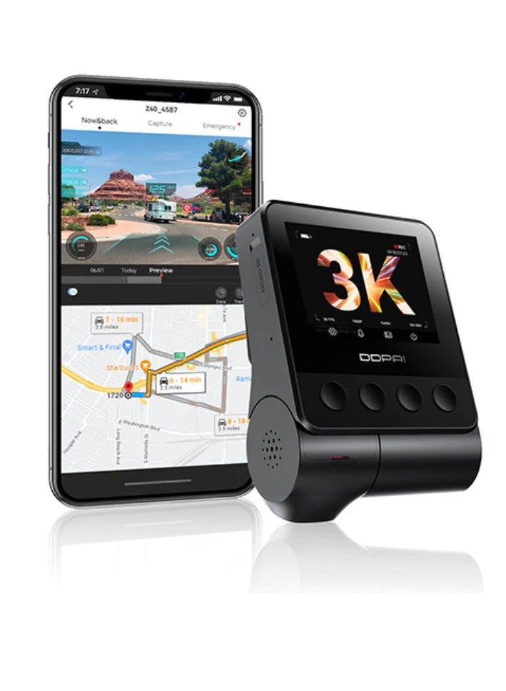 DDPAI Z40 Front and Rear Car Dash Camera with GPS 1944P HD Black - Image 1