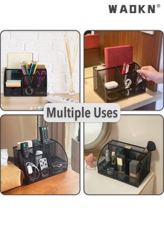 WAOKN Desk Organizer Office Accessories, Multi-Functional Mesh Desk Organizer Pen Holder Organizers Set with 6 Compartments and 1 Drawer for Home, Office, School, Workshop, Kitchen (black)  - Image 5