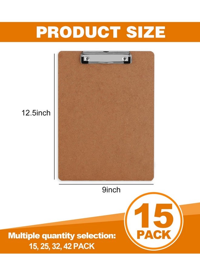 HERKKA Clipboard Herkka 15 Pack Hardboard Office Clipboards Standard A4 Letter Size Clipboard With Low Profile Clip Size 12.5 X 9 Inch - Image 2