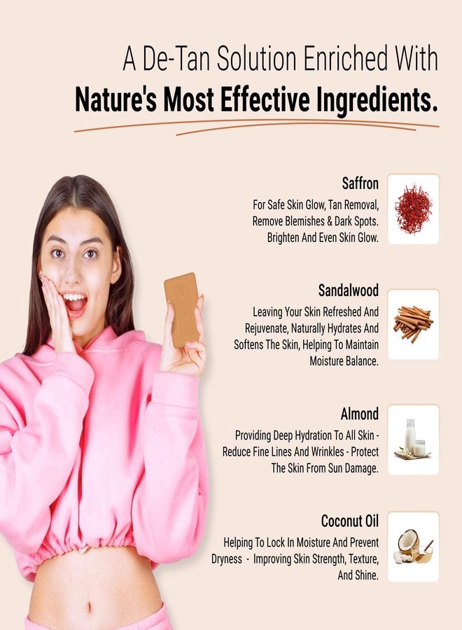 Kojifab Sandalwood and Saffron Bath Soap (75g ⨯ pack 4) | Paraben Free | Skin Brightening and Tan Removal Soap | Chandan & Kesar Soap for Soft & Nourished Skin - Image 3