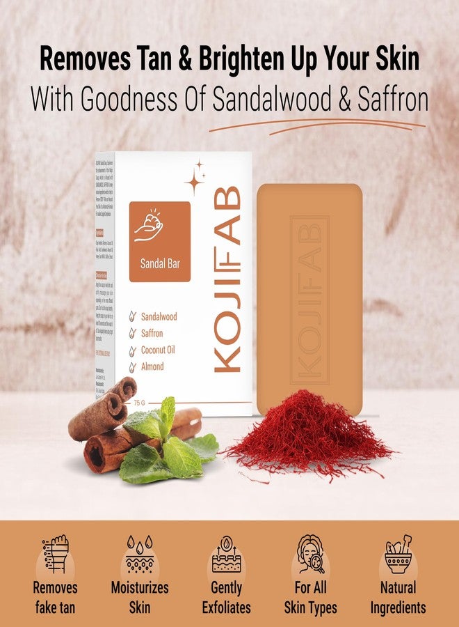 Kojifab Sandalwood and Saffron Bath Soap (75g ⨯ pack 4) | Paraben Free | Skin Brightening and Tan Removal Soap | Chandan & Kesar Soap for Soft & Nourished Skin - Image 2