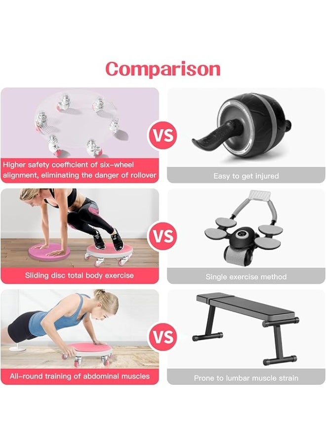 DUNISO 6 عجلات تمرين البطن، معدات تمرين البطن مع وسائد للركبة، عجلة تمرين البطن لتمارين القوة، قوية ومتينة، صامتة، للتحكم في وزن البطن وحرق الدهون في الجسم بالكامل، معدات تمرين في الصالة الرياضية أو في المنزل - Image 4
