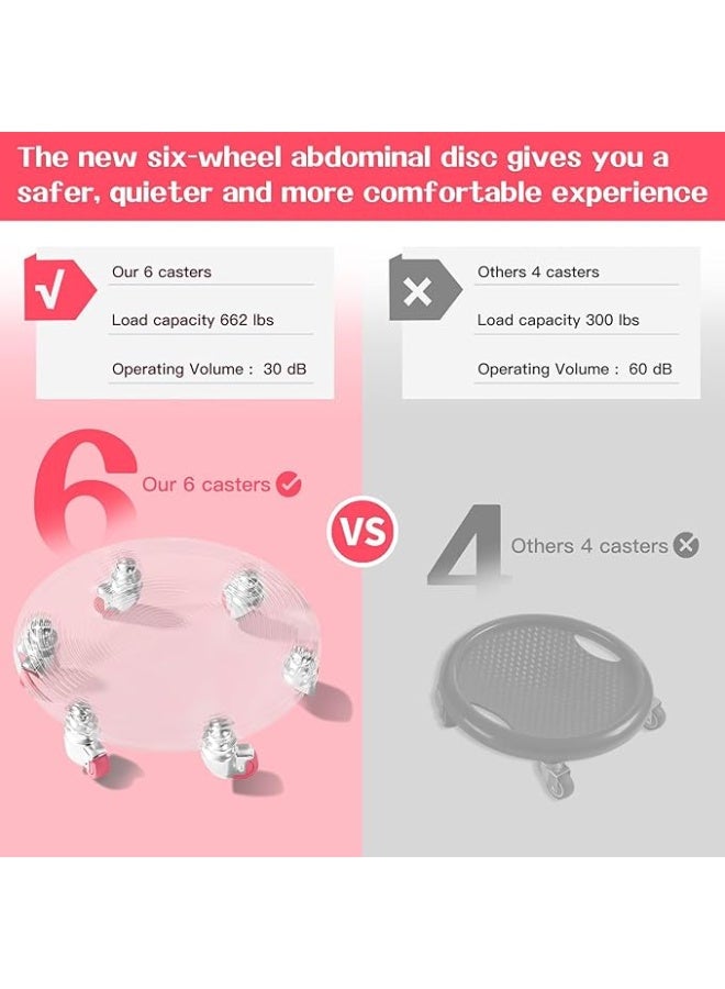 DUNISO 6 عجلات تمرين البطن، معدات تمرين البطن مع وسائد للركبة، عجلة تمرين البطن لتمارين القوة، قوية ومتينة، صامتة، للتحكم في وزن البطن وحرق الدهون في الجسم بالكامل، معدات تمرين في الصالة الرياضية أو في المنزل - Image 5