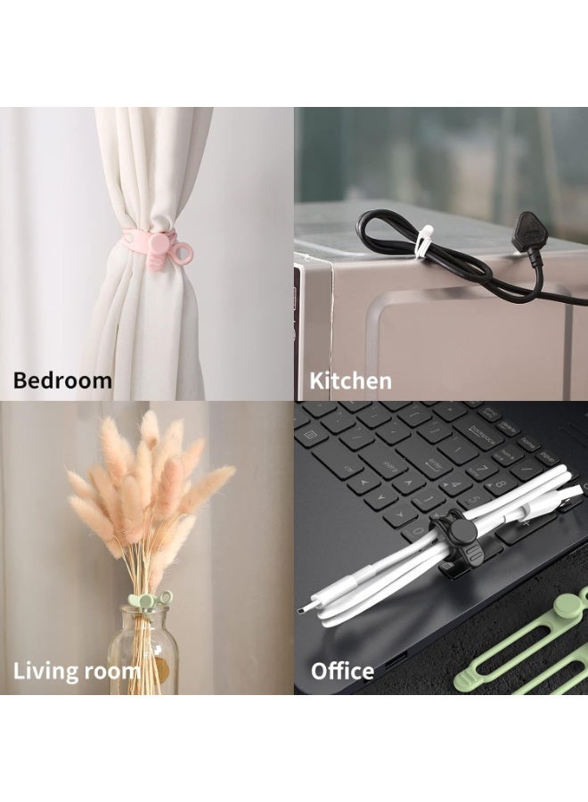 20Park Silicone Cable Ties, Reusable Management Organizer,Cable Straps,Cord Ties,Multipurpose Elastic Cord Organizer For Bundling And Fastening Cords Wires(Black) - Image 2