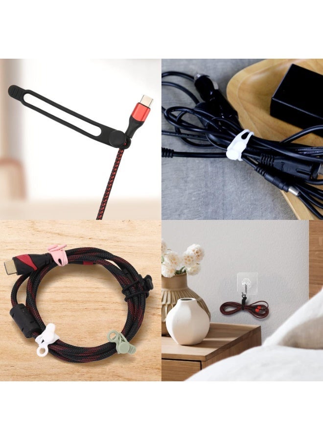 20Park Silicone Cable Ties, Reusable Management Organizer,Cable Straps,Cord Ties,Multipurpose Elastic Cord Organizer For Bundling And Fastening Cords Wires(Black) - Image 3