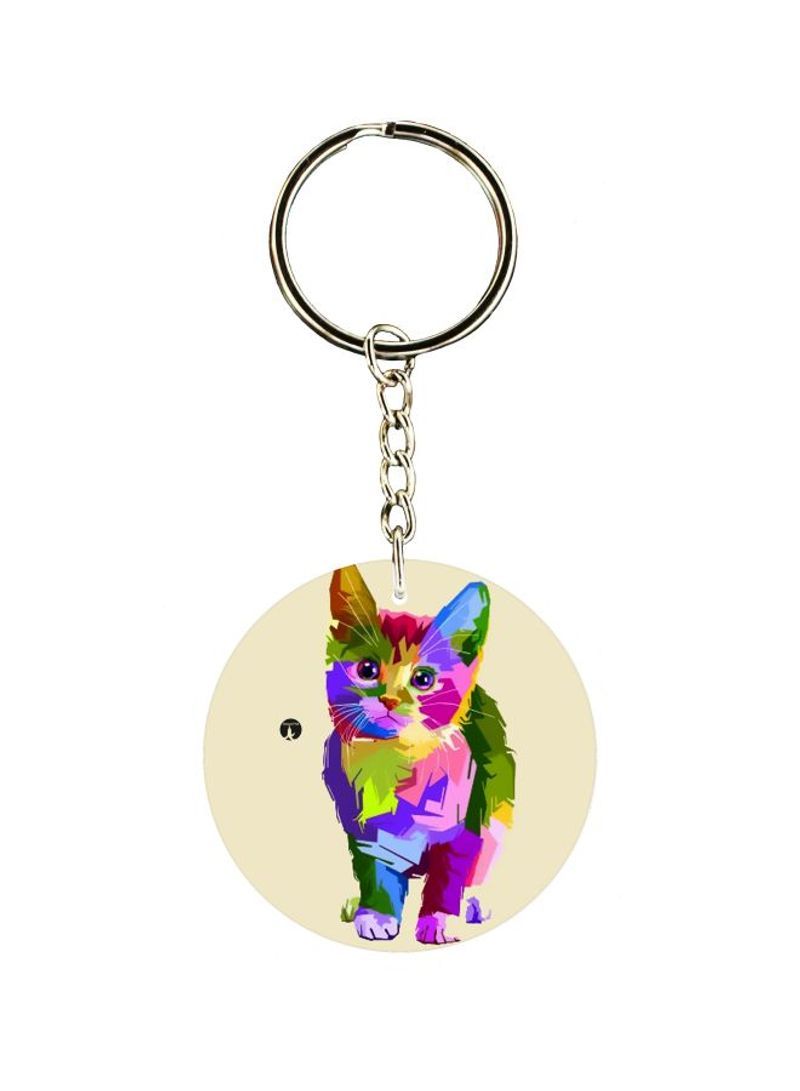 Cat Printed Single Sided Keychain