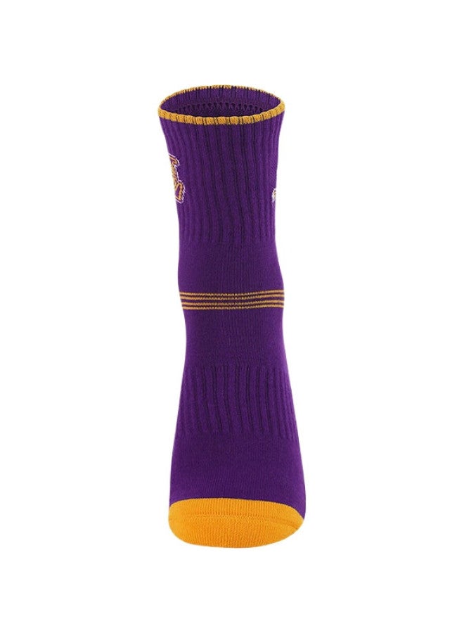 NBA Mid-Calf Men'S Casual Sports Socks, Comfortable Combed Cotton Terry Bottom, Thick Terry Running Basketball Socks, 4 Pairs - Image 3