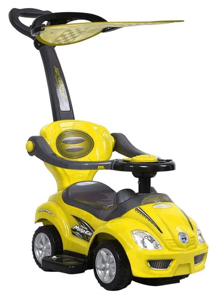 FACTUAL TOYS Factual Toys - Megacar Canopy Kids 3-in-1 Push Car - Yellow  - Image 1