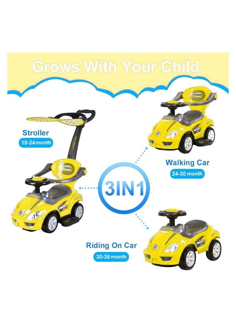 FACTUAL TOYS Factual Toys - Megacar Canopy Kids 3-in-1 Push Car - Yellow  - Image 4