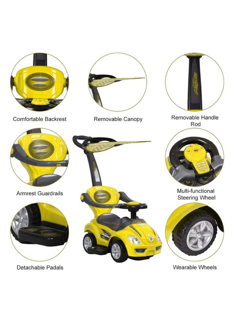 FACTUAL TOYS Factual Toys - Megacar Canopy Kids 3-in-1 Push Car - Yellow  - Image 2