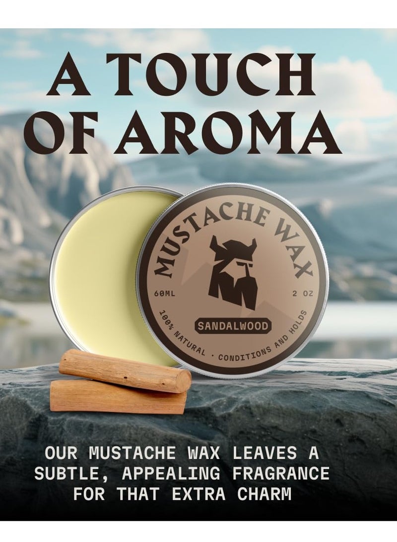 Striking Viking Striking Viking Mustache Wax & Comb Kit - Beard & Moustache Wax For Men With Strong Hold Natural Beeswax - Helps Tame Style & Groom (Sandalwood Scent, 2 Ounce Size) - Mustache Styling Wax - Mens Comb - Image 3