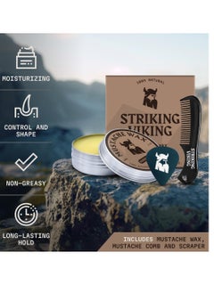 Striking Viking Striking Viking Mustache Wax & Comb Kit - Beard & Moustache Wax For Men With Strong Hold Natural Beeswax - Helps Tame Style & Groom (Sandalwood Scent, 2 Ounce Size) - Mustache Styling Wax - Mens Comb  - Image 4