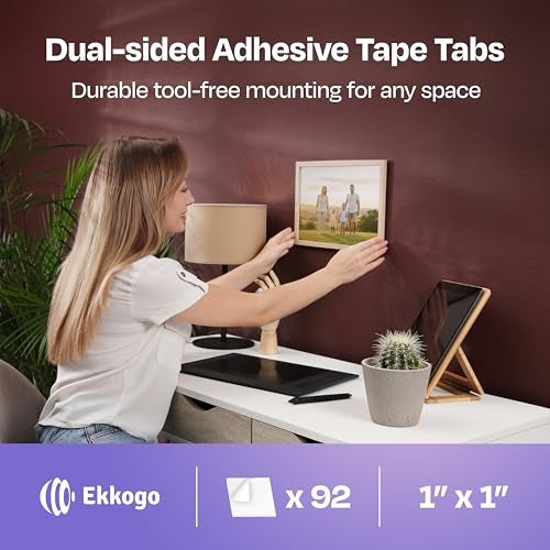 Ekkogo Double Sided Tape 92-Pack - Strong Self Adhesive Pads 1"X1"X0.04" Perfect for Photos Lightweight Decor and General Purpose Indoor Wall Mounting - Image 2