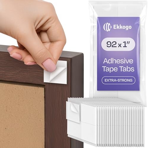 Ekkogo Double Sided Tape 92-Pack - Strong Self Adhesive Pads 1"X1"X0.04" Perfect for Photos Lightweight Decor and General Purpose Indoor Wall Mounting - Image 1
