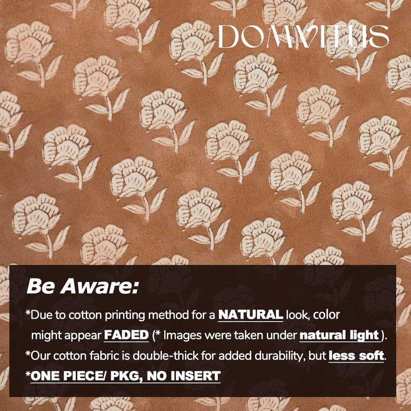 DOMVITUS Floral Pillow Covers 20x20 Throw Pillow Covers Decorative Block Floral Print Vintage Pillow Cover for Living Room Couch Bed, Brownish Orange, 1PC - Image 3