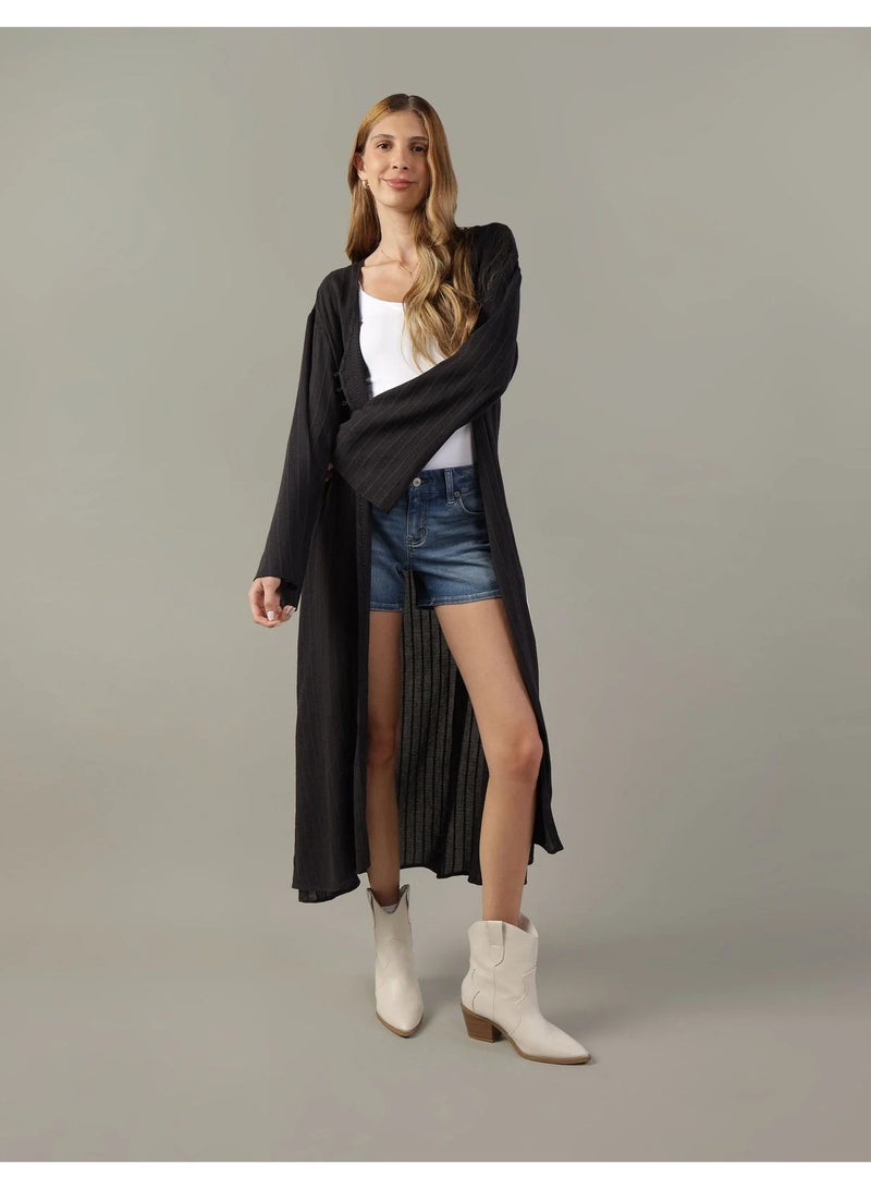 American Eagle Striped Button Detail Kimono Shirt  - Image 1