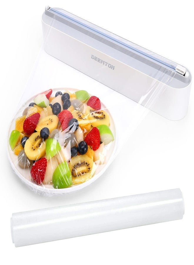 DEEMTON Plastic Wrap Dispenser with Cutter,Plastic Food Wrap Dispenser with Slide Cutter Refillable Cling Film Dispenser with 250' of Professional BPA Free Cling Film. - Image 1