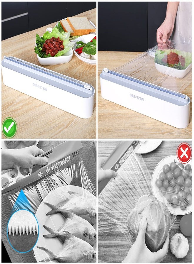 DEEMTON Plastic Wrap Dispenser with Cutter,Plastic Food Wrap Dispenser with Slide Cutter Refillable Cling Film Dispenser with 250' of Professional BPA Free Cling Film. - Image 5