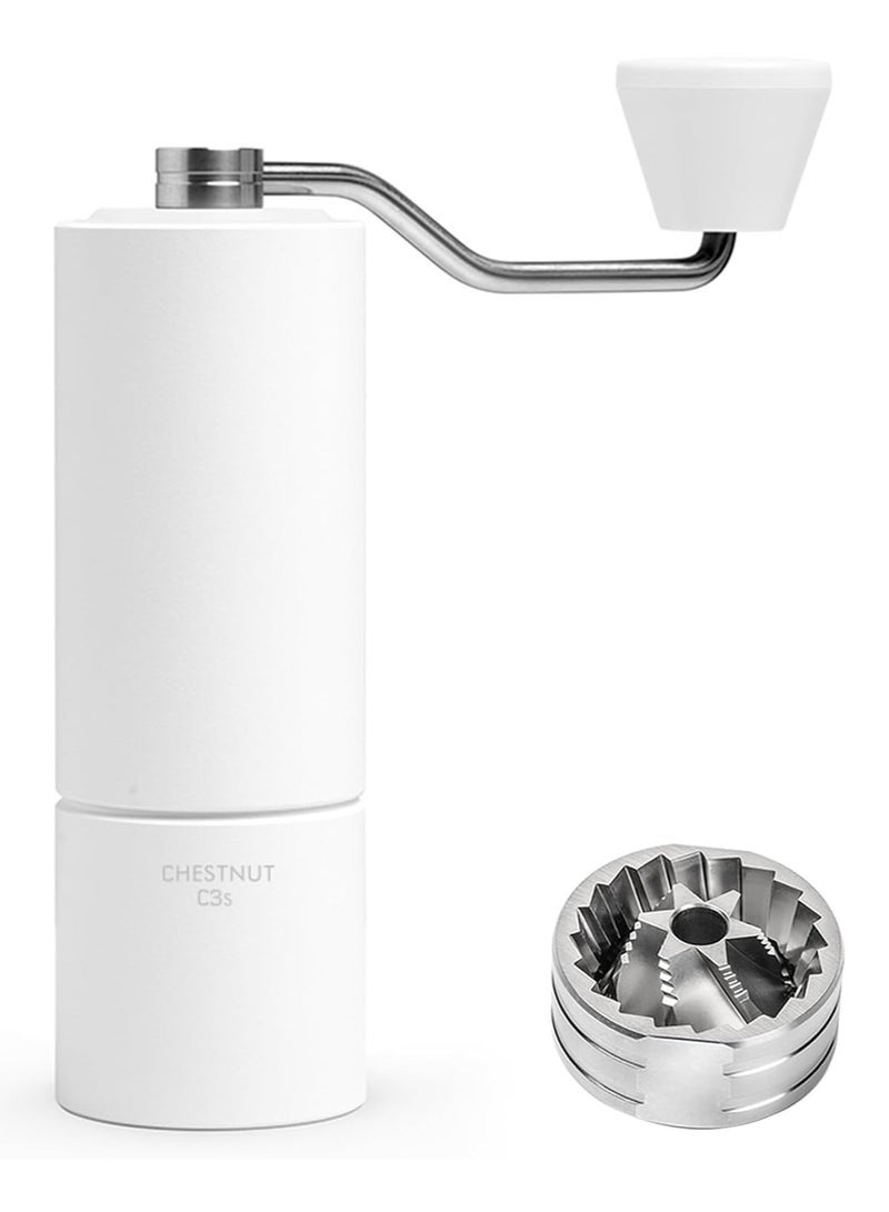 TIMEMORE C3S Manual Coffee Grinder with CNC Stainless Steel Conical Burr Capacity 25g, Internal Adjustable Setting, Double Bearing Positioning for Travel, Camping, Gift Chestnut (White) - Image 1