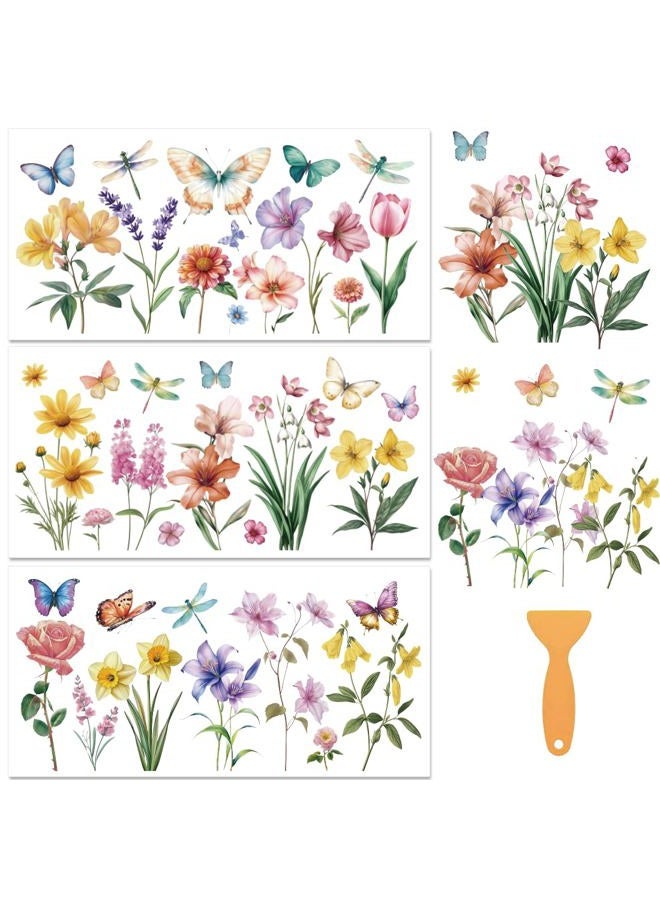 BEUNITONE 3 Sheets Rub on Transfers for Crafts and Furniture,Butterfly Botanical Flowers,Cold IOD Transfers Stickers,Rub on Transfer Stickers for Wood,Paper,Glass,Desk,DIY Home Decor(11.8x5.9 Inch) - Image 1