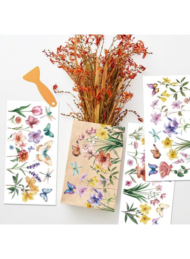 BEUNITONE 3 Sheets Rub on Transfers for Crafts and Furniture,Butterfly Botanical Flowers,Cold IOD Transfers Stickers,Rub on Transfer Stickers for Wood,Paper,Glass,Desk,DIY Home Decor(11.8x5.9 Inch) - Image 5