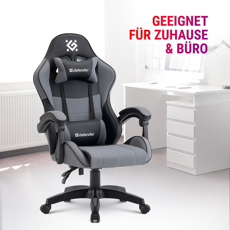 Defender Strider Gaming Chair - Ergonomic Gamer Chair - Mesh & Faux Leather - 135° Backrest - Breathable - Up to 120 kg - Black Grey - Image 5