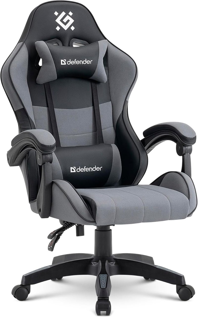 Defender Strider Gaming Chair - Ergonomic Gamer Chair - Mesh & Faux Leather - 135° Backrest - Breathable - Up to 120 kg - Black Grey - Image 1