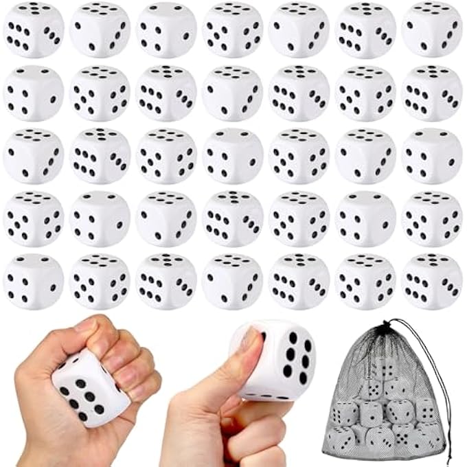 RoundFunny 48 Pcs Back to School Foam Dice Stress Ball 1.57 Inch Fake Soft Slow Dot Stress Anxiety Relief Dice Toys for Kids Adults Board Game Casino Decoration Party Pool Toy Favors School Supplies - Image 1