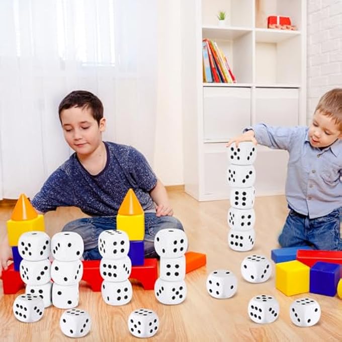 RoundFunny 48 Pcs Back to School Foam Dice Stress Ball 1.57 Inch Fake Soft Slow Dot Stress Anxiety Relief Dice Toys for Kids Adults Board Game Casino Decoration Party Pool Toy Favors School Supplies - Image 5