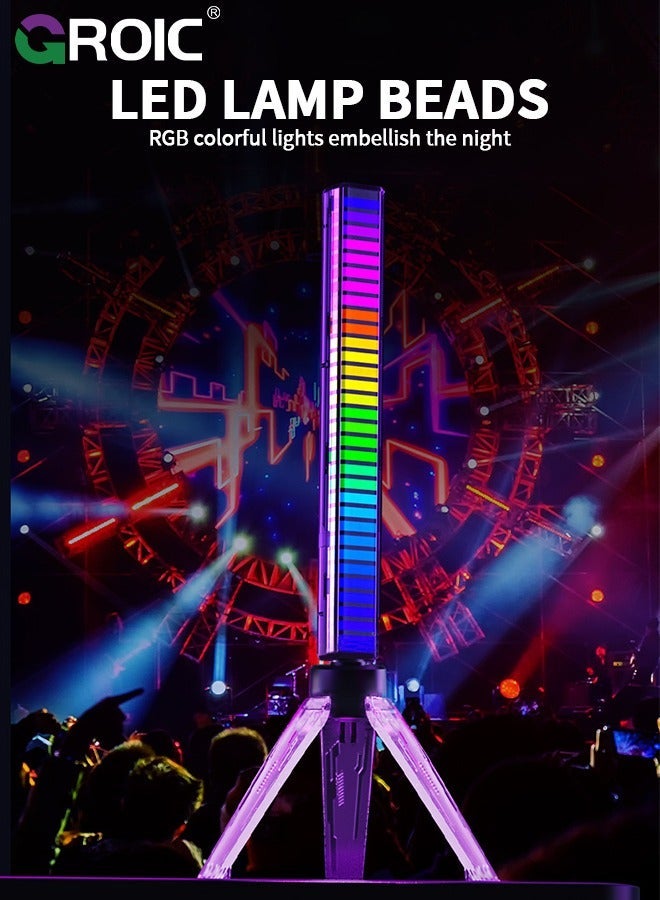 جرويك أضواء الإيقاع الموسيقي للتحكم في الصوت RGB مع تطبيق وبطارية مدمجة، شريط ضوء يتم تنشيطه بالصوت 32 بت 18 وضع ألوان طيف للحفلات، السيارة، المكتب، الغرفة، الألعاب - Image 5