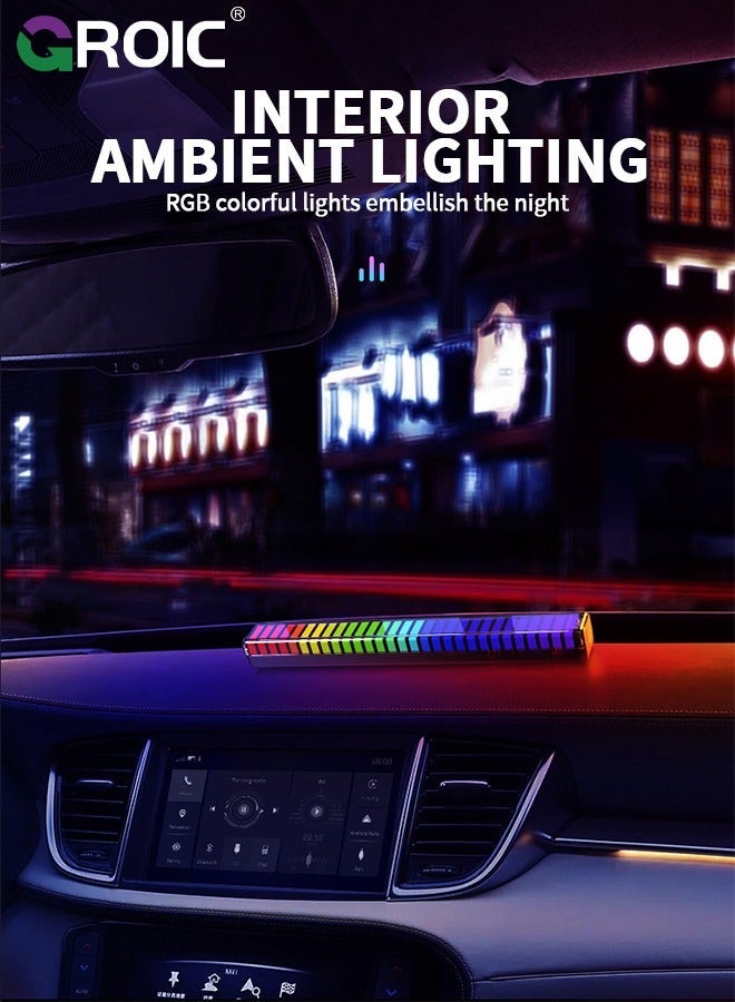 جرويك أضواء الإيقاع الموسيقي للتحكم في الصوت RGB مع تطبيق وبطارية مدمجة، شريط ضوء يتم تنشيطه بالصوت 32 بت 18 وضع ألوان طيف للحفلات، السيارة، المكتب، الغرفة، الألعاب - Image 4