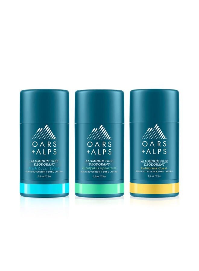 Oars + Alps Aluminum Free Deodorant for Men and Women, Dermatologist Tested and Made with Clean Ingredients, Travel Size, Variety, 3 Pack, 2.6 Oz Each - Image 1